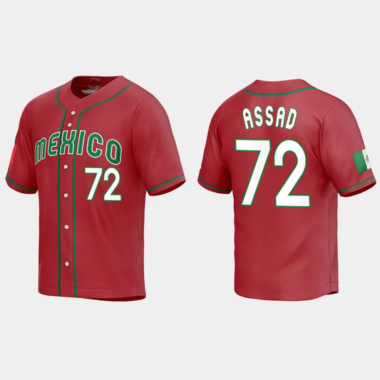 #72 JAVIER ASSAD MEXICO BASEBALL 2023 WORLD BASEBALL CLASSIC REPLICA JERSEY – RED Stitches Baseball Jerseys
