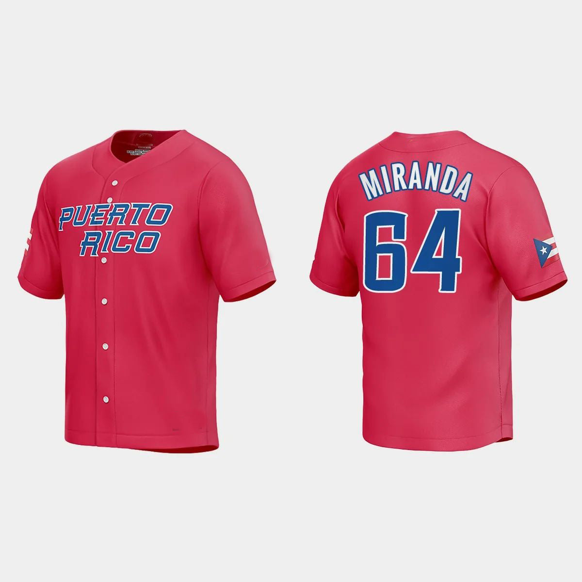 #64 JOSE MIRANDA PUERTO RICO BASEBALL 2023 WORLD BASEBALL CLASSIC JERSEY – RED Stitches Baseball Jerseys