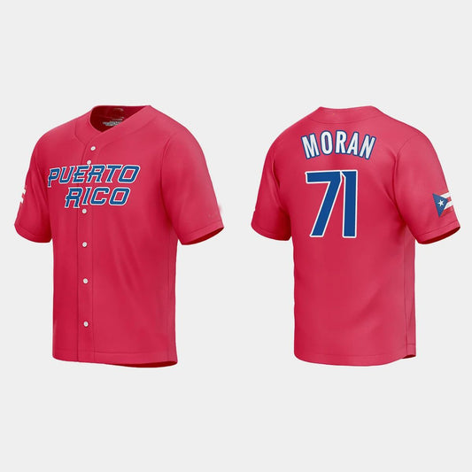 #71 JOVANI MORAN PUERTO RICO BASEBALL 2023 WORLD BASEBALL CLASSIC JERSEY – RED Stitches Baseball Jerseys