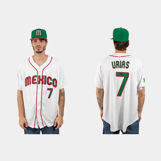 #7 JULIO URIAS MEXICO BASEBALL 2023 WORLD BASEBALL CLASSIC JERSEY – WHITE Stitches Baseball Jerseys