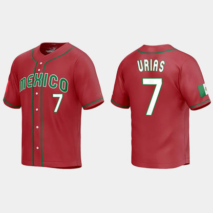 #7 JULIO URIAS MEXICO BASEBALL 2023 WORLD BASEBALL CLASSIC JERSEY – WHITE Stitches Baseball Jerseys