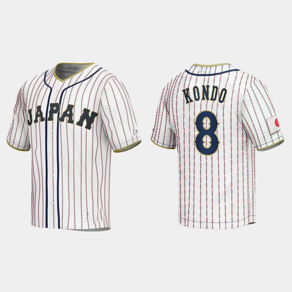 #8 KENSUKE KONDO JAPAN BASEBALL 2023 WORLD BASEBALL CLASSIC JERSEY – WHITE Stitches Baseball Jerseys