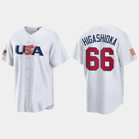 #66 KYLE HIGASHIOKA NEW YORK YANKEES 2023 WORLD BASEBALL CLASSIC USA REPLICA JERSEY – WHITE Stitches Baseball Jerseys