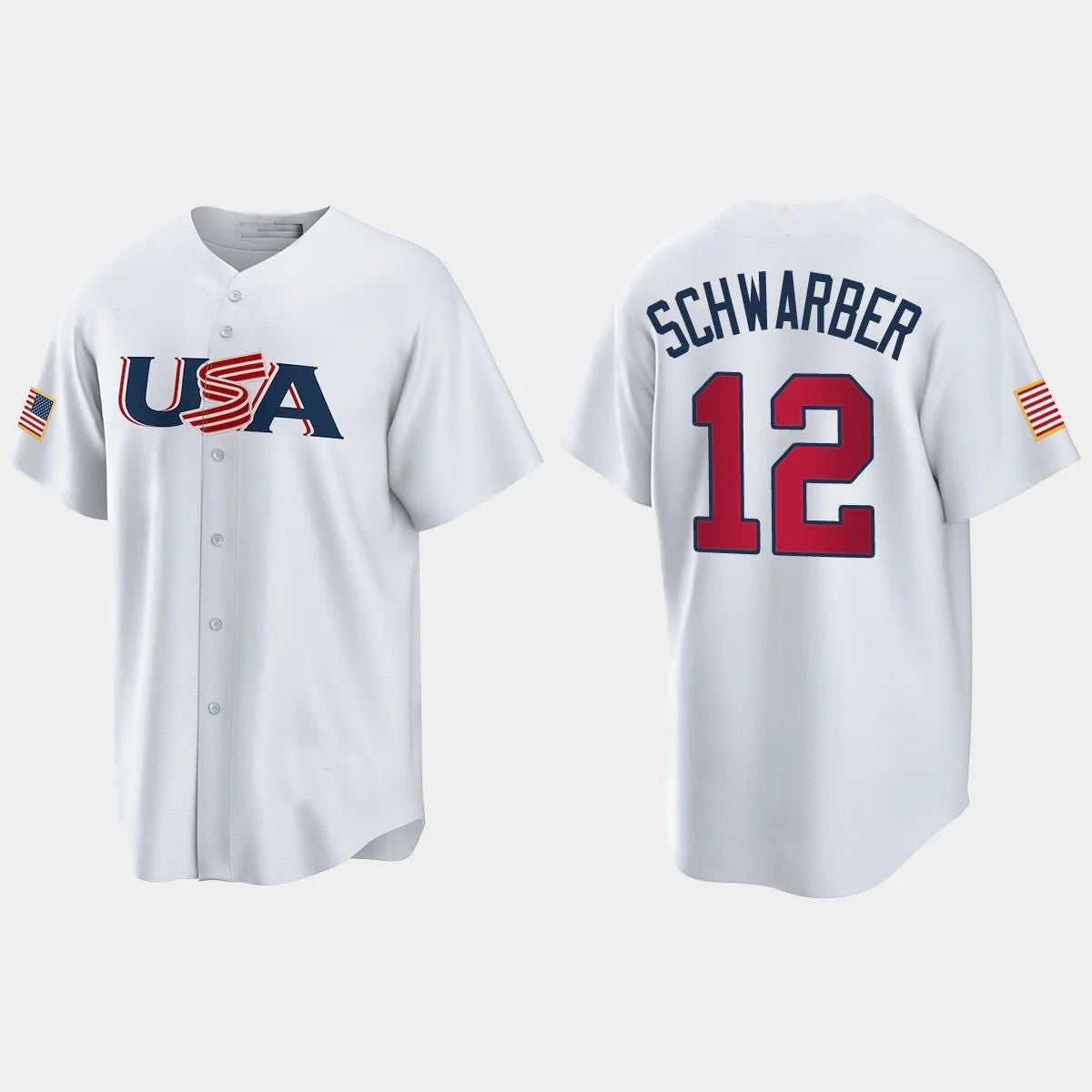 #12 KYLE SCHWARBER PHILADELPHIA PHILLIES 2023 WORLD BASEBALL CLASSIC USA REPLICA JERSEY – WHITE Stitches Baseball Jerseys