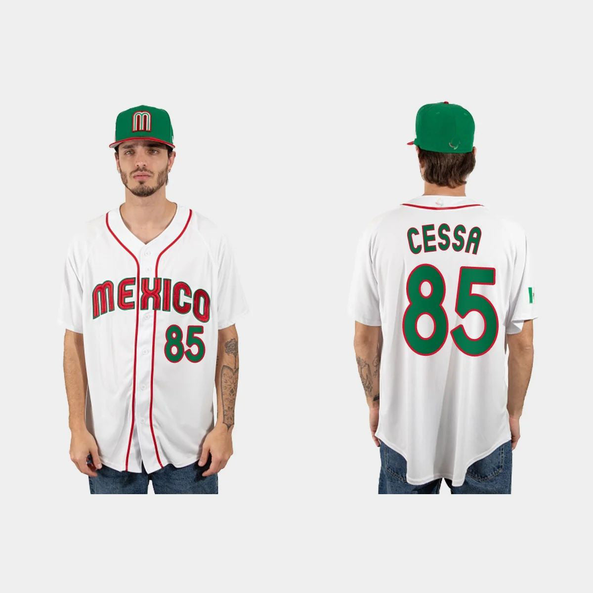 #85 LUIS CESSA MEXICO BASEBALL 2023 WORLD BASEBALL CLASSIC JERSEY – WHITE Stitches Baseball Jerseys