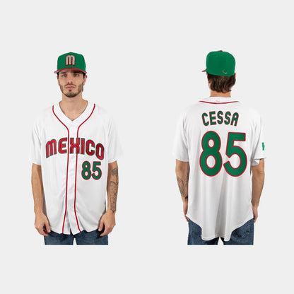 #85 LUIS CESSA MEXICO BASEBALL 2023 WORLD BASEBALL CLASSIC JERSEY – WHITE Stitches Baseball Jerseys