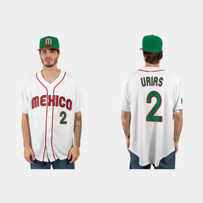 #2 LUIS URIAS MEXICO BASEBALL 2023 WORLD BASEBALL CLASSIC JERSEY – WHITE Stitches Baseball Jerseys