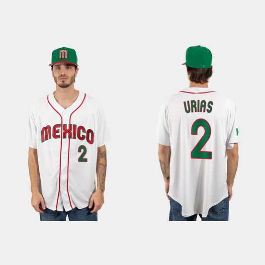 #2 LUIS URIAS MEXICO BASEBALL 2023 WORLD BASEBALL CLASSIC JERSEY – WHITE Stitches Baseball Jerseys
