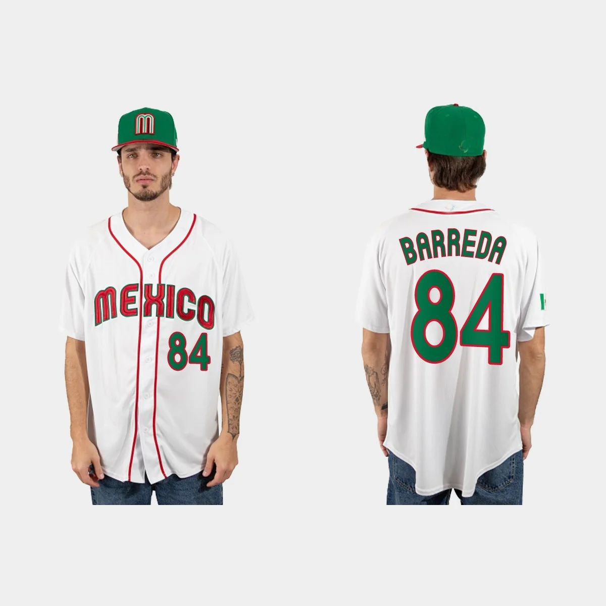 #84 MANNY BARREDA MEXICO BASEBALL 2023 WORLD BASEBALL CLASSIC JERSEY – WHITE Stitches Baseball Jerseys