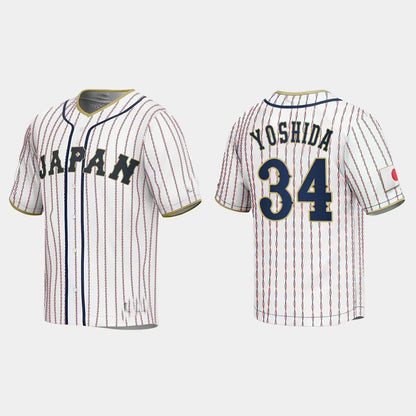 #34 MASATAKA YOSHIDA JAPAN BASEBALL 2023 WORLD BASEBALL CLASSIC JERSEY – WHITE Stitches Baseball Jerseys