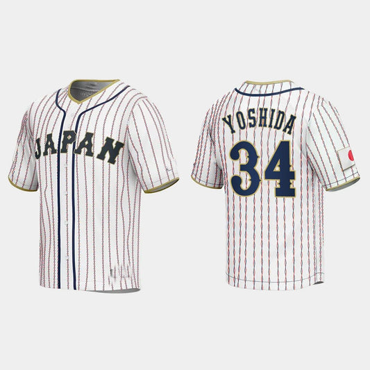 #34 MASATAKA YOSHIDA JAPAN BASEBALL 2023 WORLD BASEBALL CLASSIC JERSEY – WHITE Stitches Baseball Jerseys