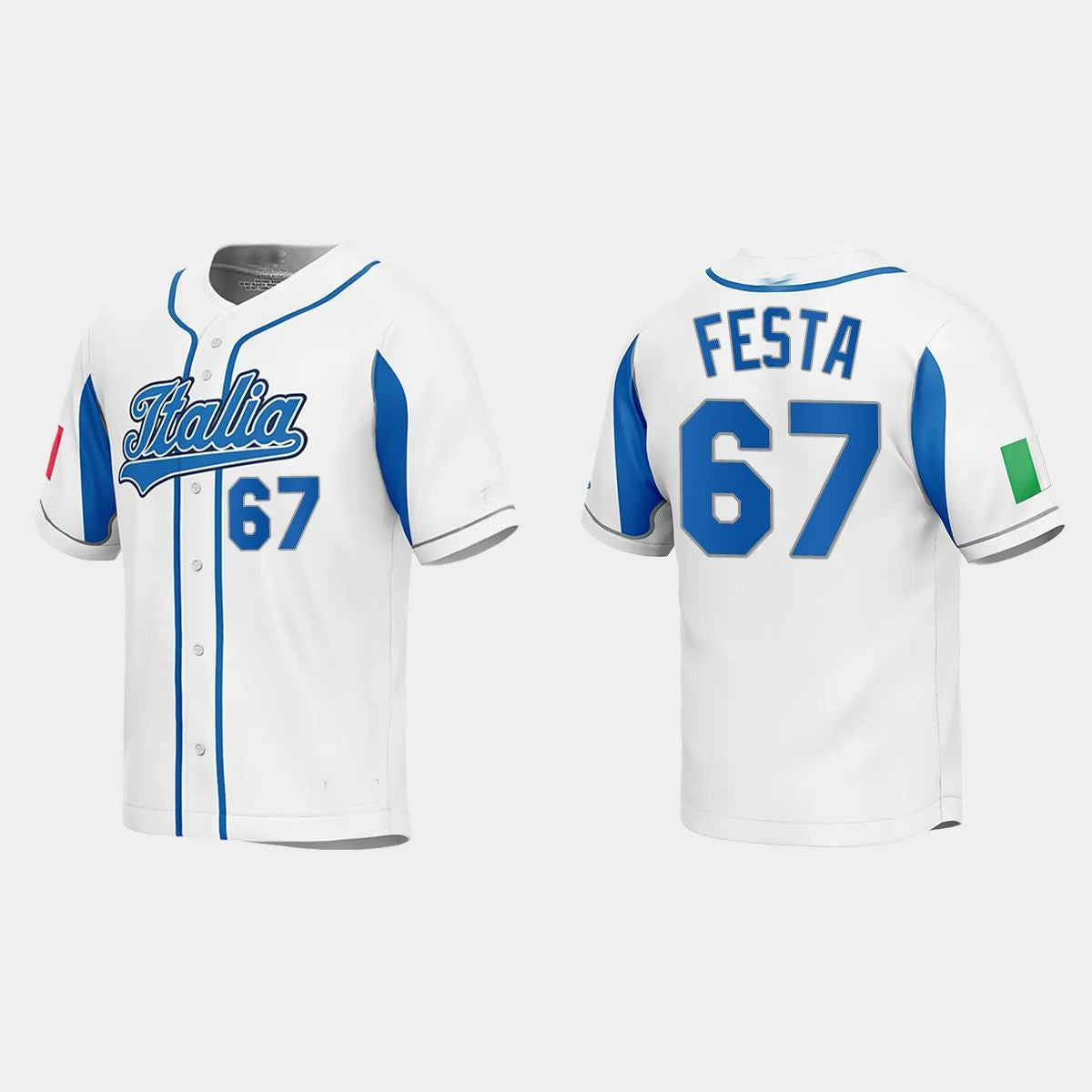 #67 MATT FESTA ITALY BASEBALL 2023 WORLD BASEBALL CLASSIC JERSEY – WHITE Stitches Baseball Jerseys