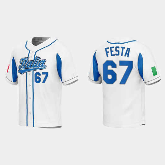 #67 MATT FESTA ITALY BASEBALL 2023 WORLD BASEBALL CLASSIC JERSEY – WHITE Stitches Baseball Jerseys