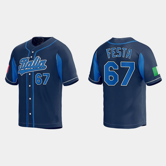 #67 MATT FESTA WORLD BASEBALL CLASSIC 2023 WORLD BASEBALL CLASSIC JERSEY – NAVY Stitches Baseball Jerseys