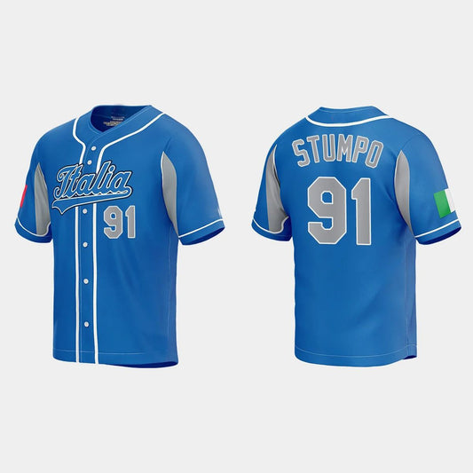 #91 MITCHELL STUMPO ITALY BASEBALL 2023 WORLD BASEBALL CLASSIC JERSEY – ROYAL Stitches Baseball Jerseys