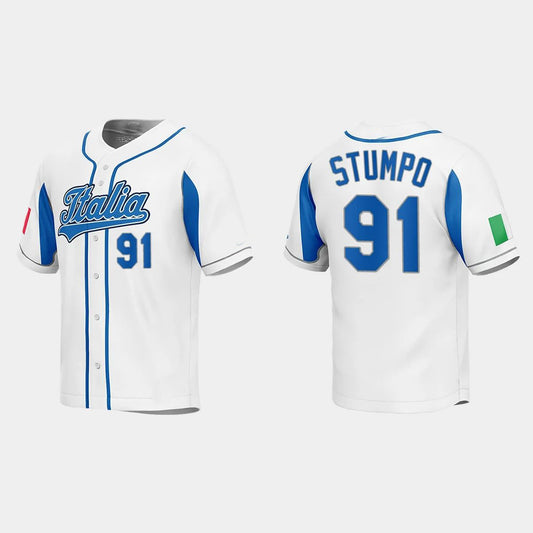 #91 MITCHELL STUMPO ITALY BASEBALL 2023 WORLD BASEBALL CLASSIC JERSEY – WHITE Stitches Baseball Jerseys