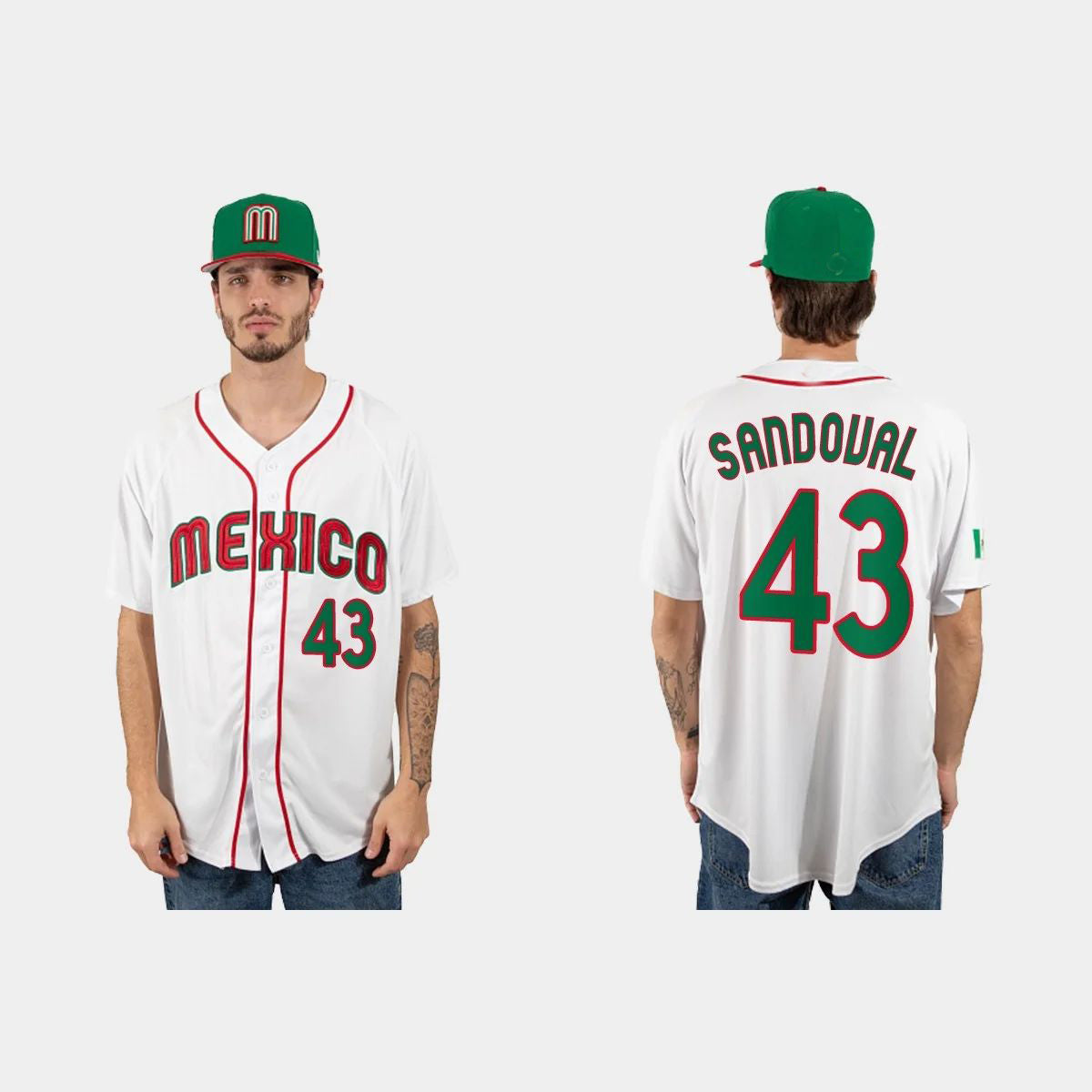 #43 PATRICK SANDOVAL MEXICO BASEBALL 2023 WORLD BASEBALL CLASSIC JERSEY – WHITE Stitches Baseball Jerseys