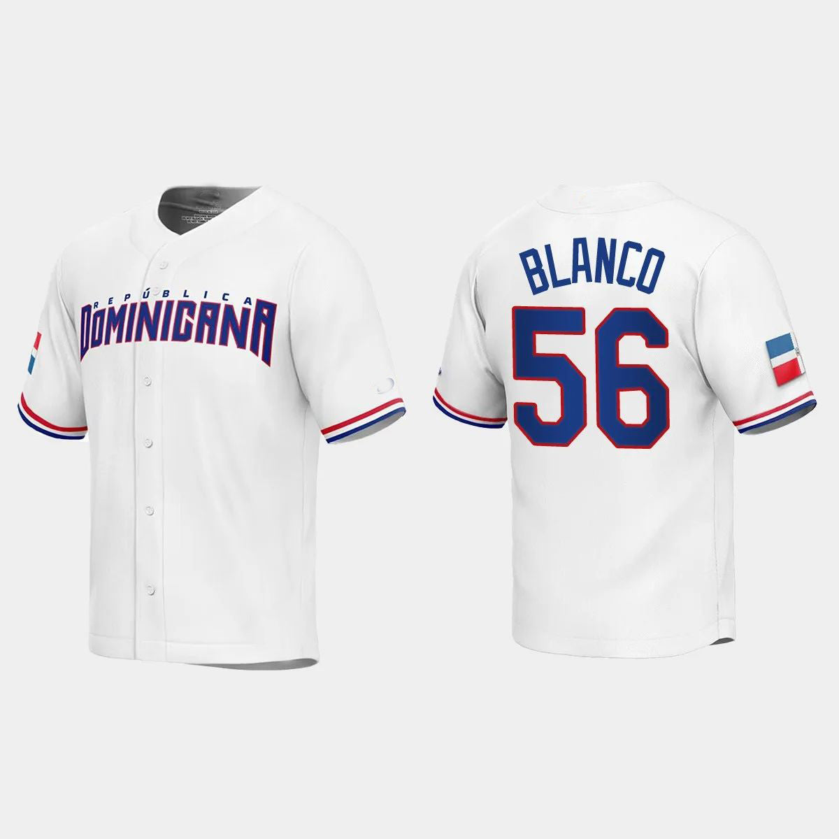 #56 RONEL BLANCO DOMINICAN REPUBLIC BASEBALL 2023 WORLD BASEBALL CLASSIC REPLICA JERSEY – WHITE Stitches Baseball Jerseys