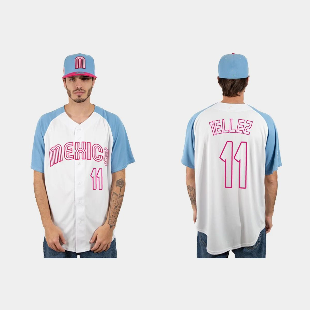 #11 ROWDY TELLEZ MEXICO BASEBALL 2023 WORLD BASEBALL CLASSIC JERSEY – WHITE BLUE Stitches Baseball Jerseys