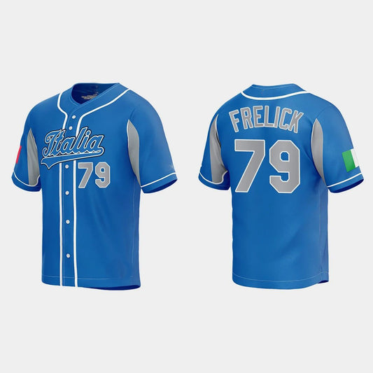 #79 SAL FRELICK ITALY BASEBALL 2023 WORLD BASEBALL CLASSIC JERSEY – ROYAL Stitches Baseball Jerseys