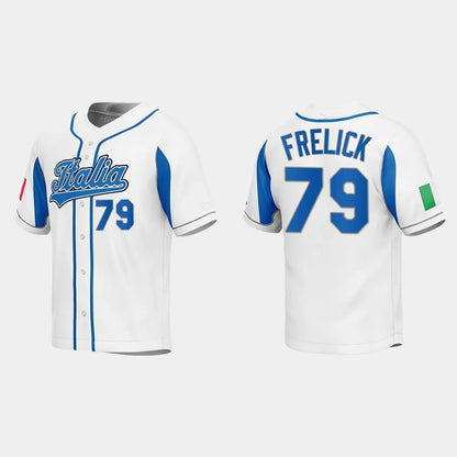 #79 SAL FRELICK ITALY BASEBALL 2023 WORLD BASEBALL CLASSIC JERSEY – ROYAL Stitches Baseball Jerseys