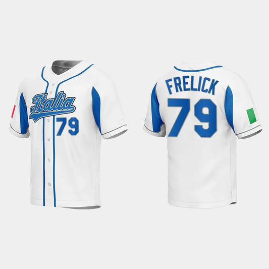 #79 SAL FRELICK ITALY BASEBALL 2023 WORLD BASEBALL CLASSIC JERSEY – ROYAL Stitches Baseball Jerseys