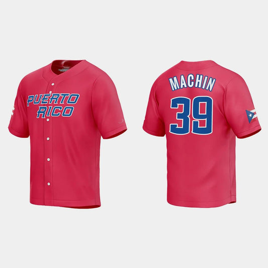 #39 VIMAEL MACHIN PUERTO RICO BASEBALL 2023 WORLD BASEBALL CLASSIC JERSEY – RED Stitches Baseball Jerseys